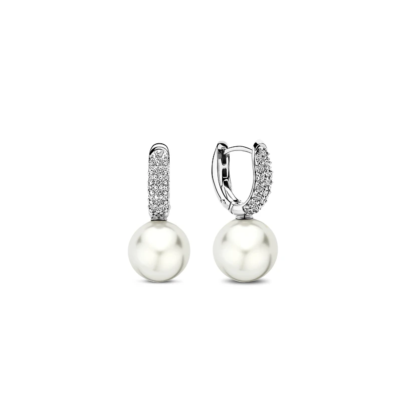 Graceful Pearl Pave Earrings
