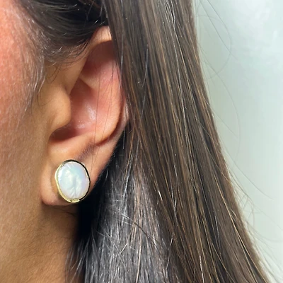 Baroque Mother of Pearl Stud Earrings