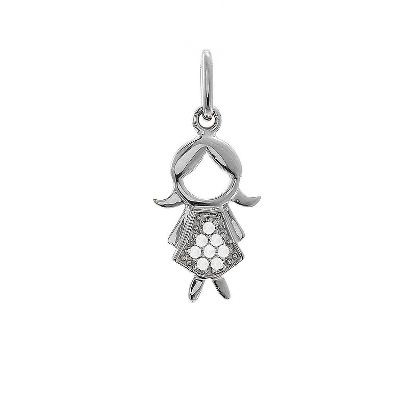 Girl with Diamonds 16MM Pendant 14KW