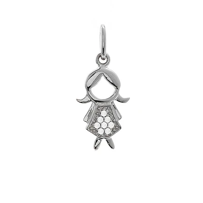 Girl with Diamonds 16MM Pendant 14KW