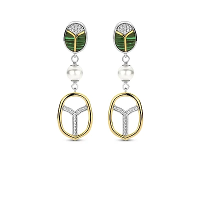 Amulet Scarab Malachite Earrings