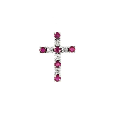 Rubies and Diamond 15MM Cross Pendant