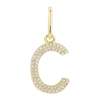 C Initial Double Diamond Line Pendant