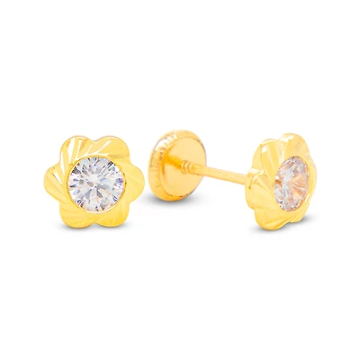 Flower Stud Earrings with Zirconia