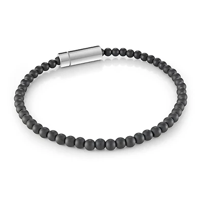 4MM Black and Steel Beads Steel Bracelet