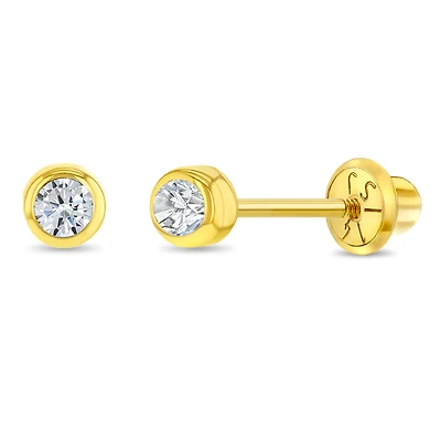 2.5MM Bezel Set Diamond Kids Earrings