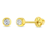 2.5MM Bezel Set Diamond Kids Earrings