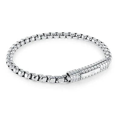 Steel Checkered Push Clasp Bracelet