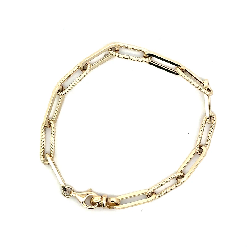 Paperclip Polished and Textured Bracelet