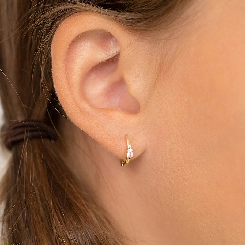 Kids Clear Baguette Hoop Earrings