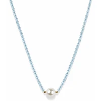 Blue Topaz Natural Gemstones and Pearl Necklace