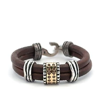 Two Tone Brown Double Leather Bracelet