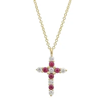Ruby and Diamond Cross Necklace