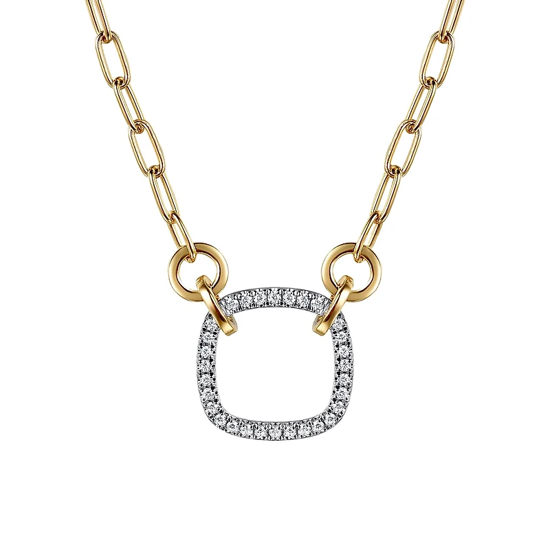 Open Cushion Shape Diamond Paperclip Necklace