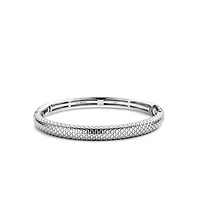 Snake Print Wide Silver Bangle Bracelet