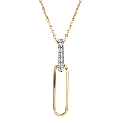 Paperclip Link Dangle with Diamonds Necklace
