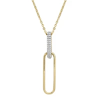 Paperclip Link Dangle with Diamonds Necklace