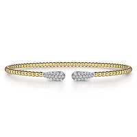 Diamond Drop Yellow Gold Bangle Bracelet