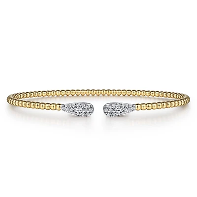 Diamond Drop Yellow Gold Bangle Bracelet