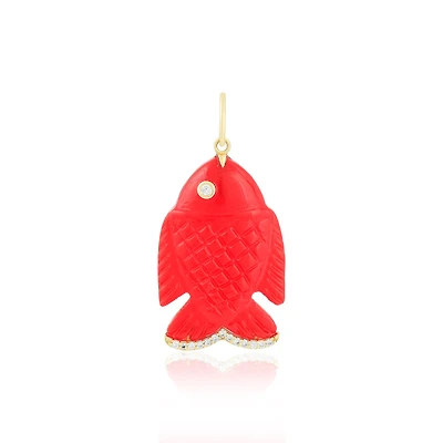 Happy Fish Coral Pendant