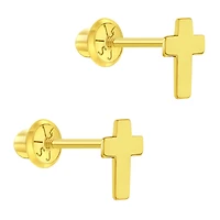 Kids Smooth Cross Stud Earrings