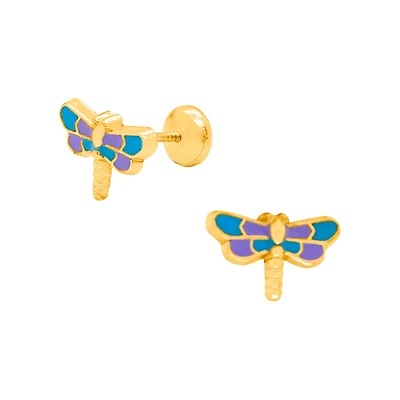 Dragonfly Blue Tones Stud Earrings