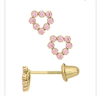Pink Zirconia 14K Gold Stud Earrings