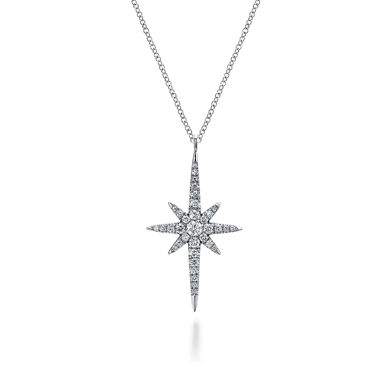 Starburst Diamond Necklace in White Gold