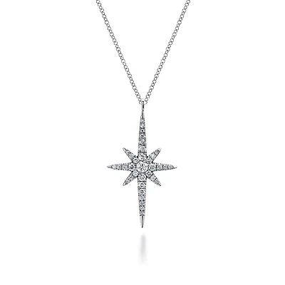 Starburst Diamond Necklace in White Gold