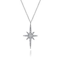 Starburst Diamond Necklace in White Gold