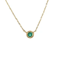 Birthstone Bezel Set Stone Necklace - Yellow Gold