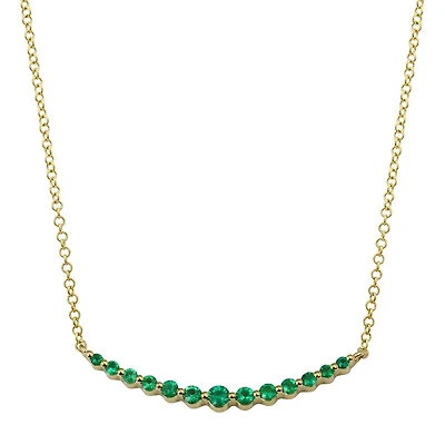 Gradient Smile Bar Emeralds Necklace