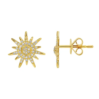 Diamond Sun Stud Earrings
