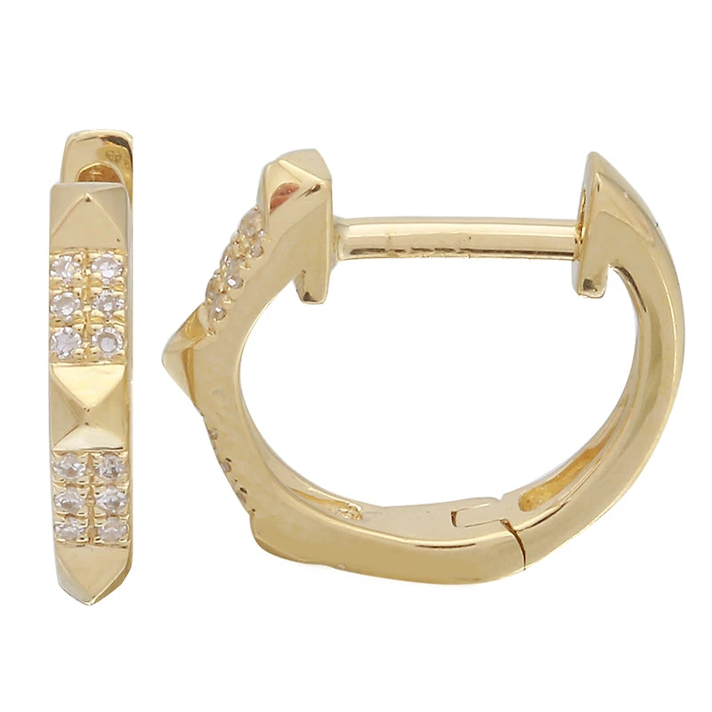 Pyramid Stud Huggie Earrings 11MM