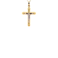Hollow Two Tone Crucifix 27MM Pendant
