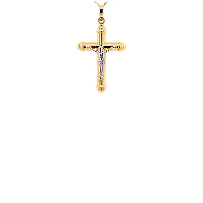 Hollow Two Tone Crucifix 27MM Pendant