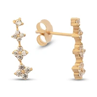 Flower Crawler Zirconia Stud Earrings