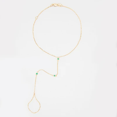Bezel Set Green Emerald Handchain