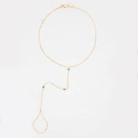 Bezel Set Green Emerald Handchain