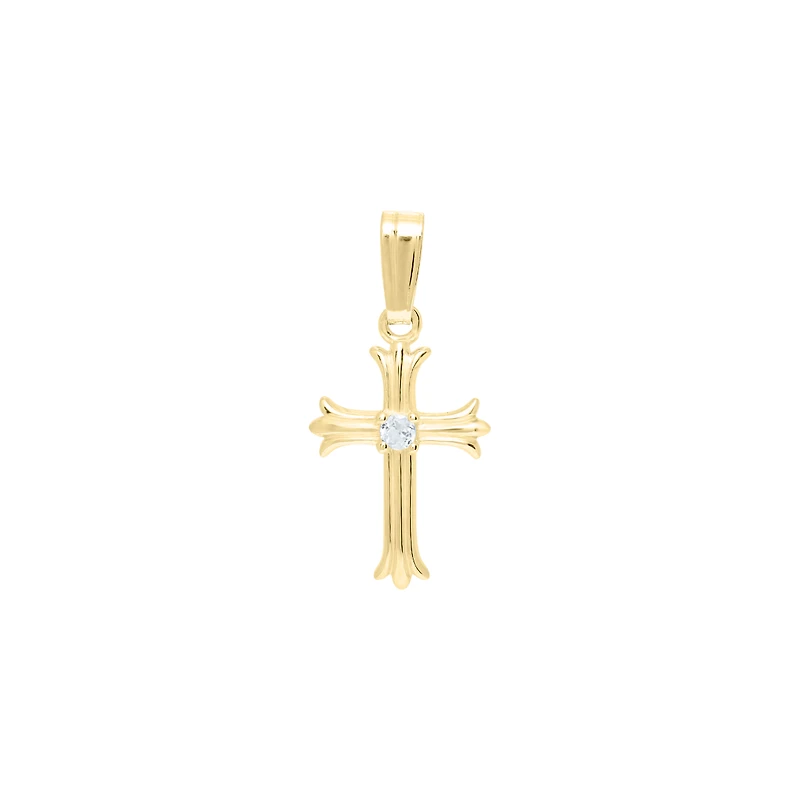 11MM White Topaz Cross Kids Necklace