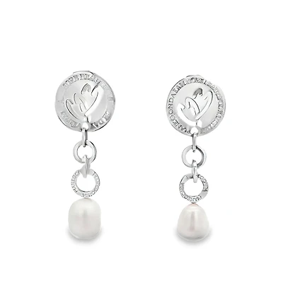 Flowing Beauty Earrings w/Single Pearl