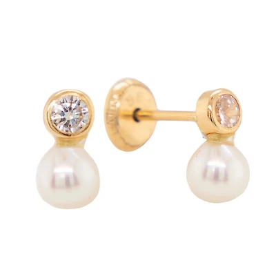 3MM Zirconia and Pearl Stud Earrings