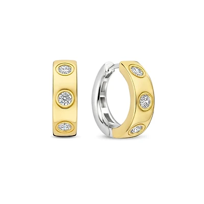 Speckled Zirconia Huggie Earrings