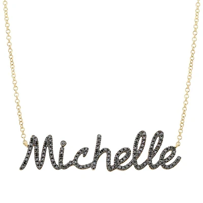 Custom Black Diamonds Name Necklace