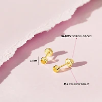 Kids Birthstone 3MM Zirconia Stud Earrings - November