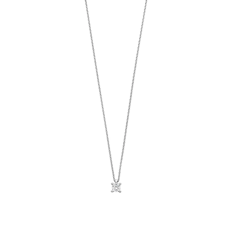 Solitaire Elegance Dangle Silver Necklace