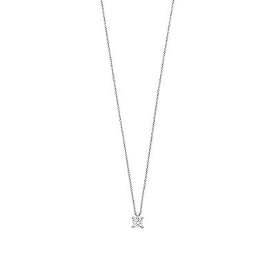 Solitaire Elegance Dangle Silver Necklace