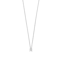 Solitaire Elegance Dangle Silver Necklace