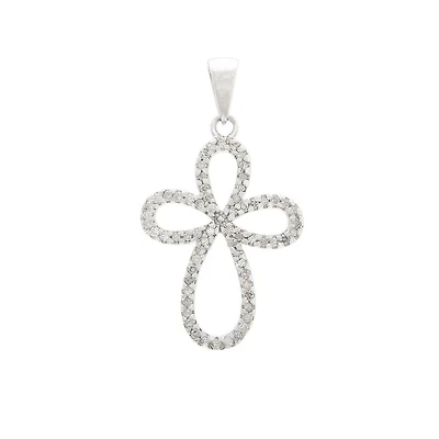 Bubble Cross Diamond Pendant 25MM