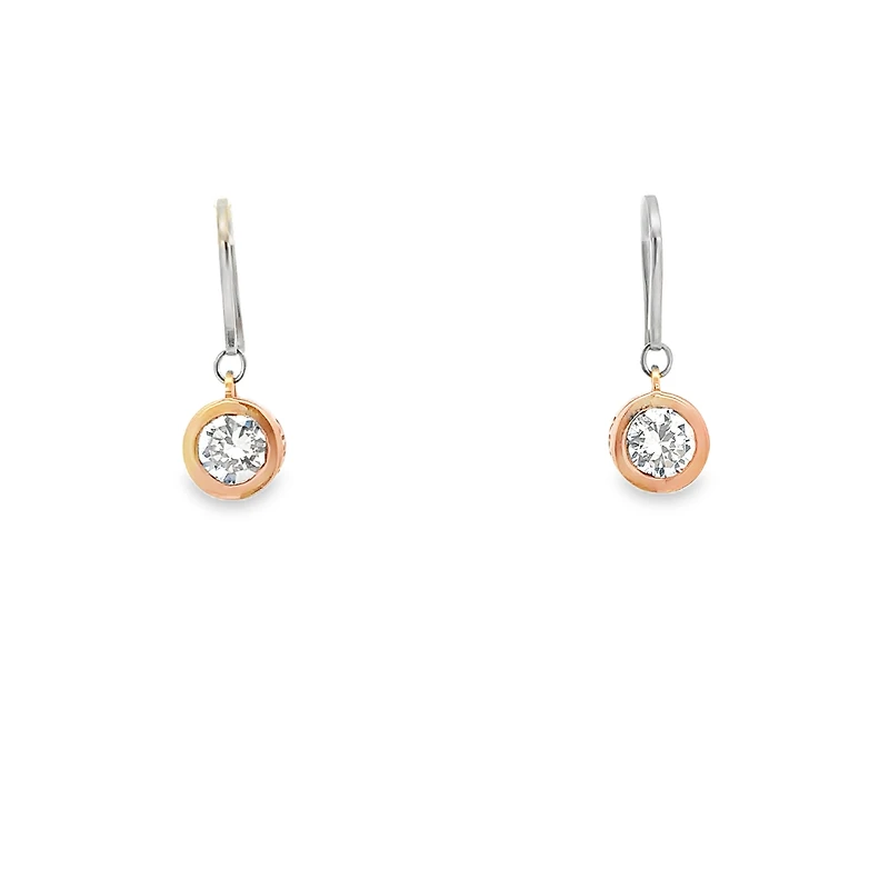 Two-Tone Dangle Zirconia Earrings